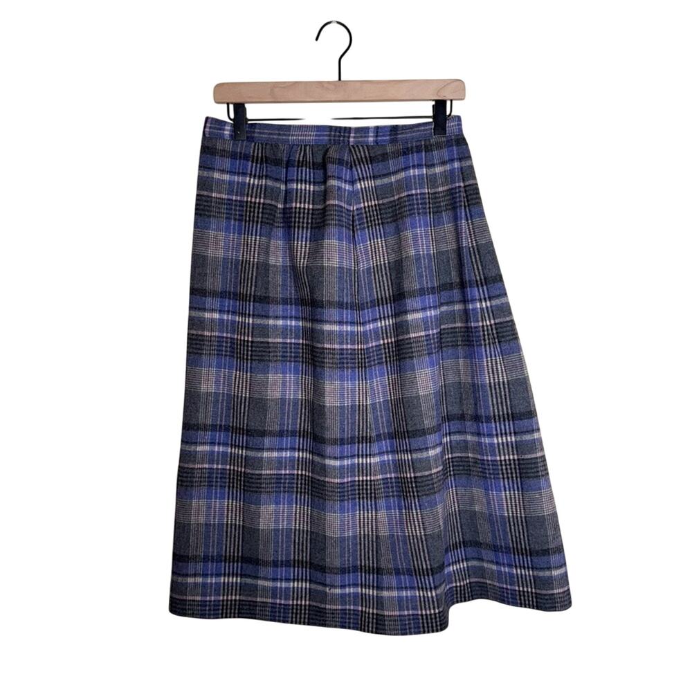 VINTAGE PENDLETON tartan plaid wool academia midi length skirt 10